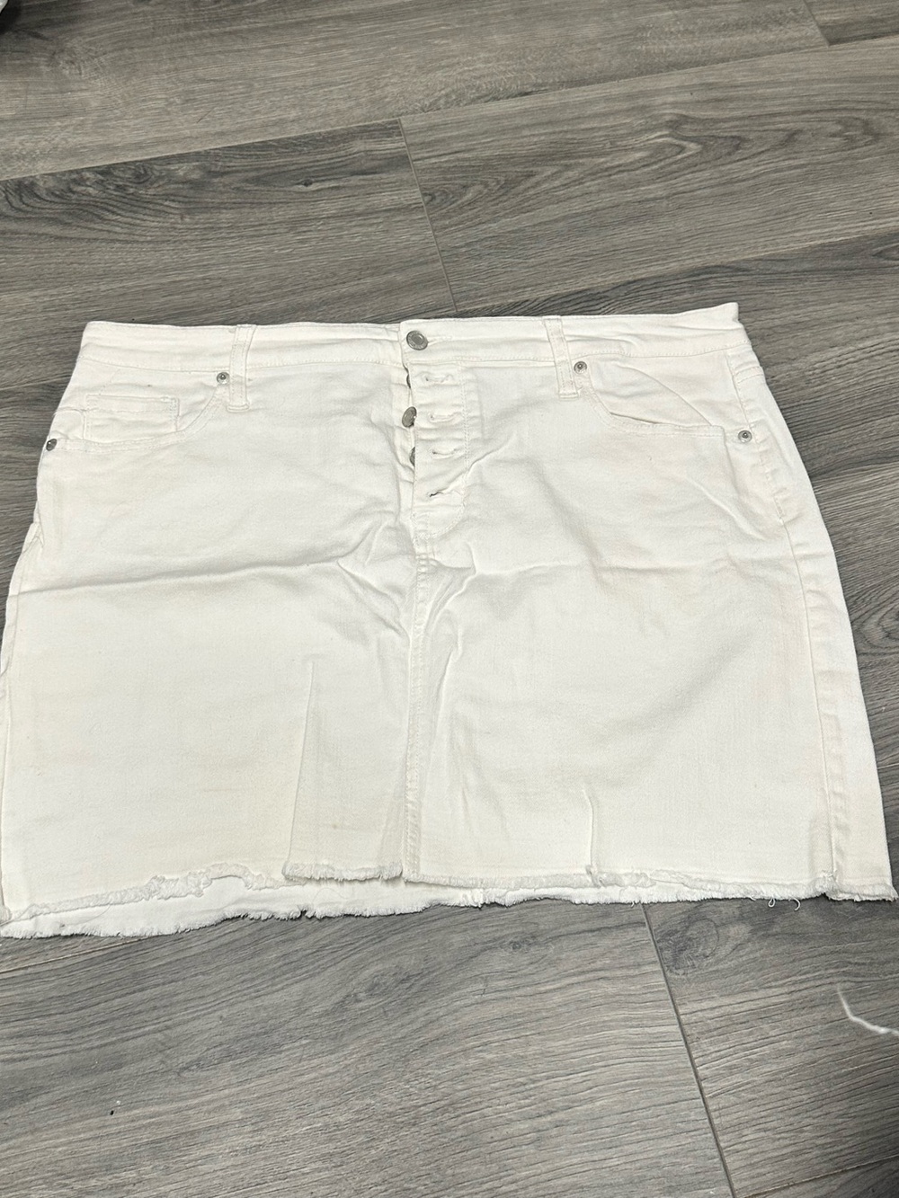 Mossimo Supply Co. White Denim Button-Front Mini Skirt